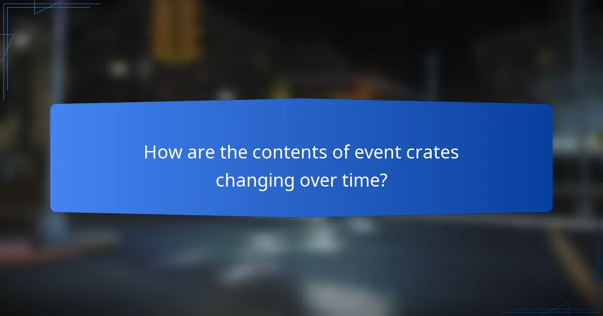 How are the contents of event crates changing over time?