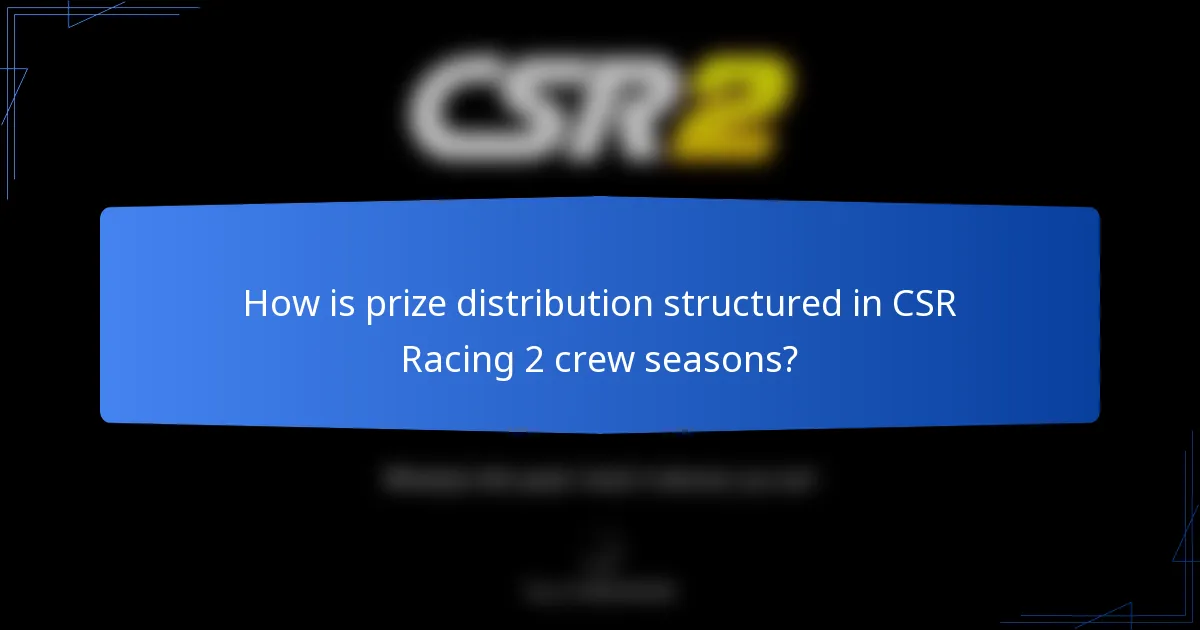 How is prize distribution structured in CSR Racing 2 crew seasons?